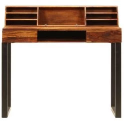 LES TENDANCES Bureau 2 Tiroirs Sesham Massif Foncé Et Métal Noir Vustick 10 LES TENDANCES Bureau 2 Tiroirs Sesham Massif Foncé Et Métal Noir Vustick -France Bureau Soldes 2022 66902496 4