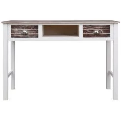 LES TENDANCES Bureau 2 Tiroirs Paulownia Blanc Et Foncé Amatar -France Bureau Soldes 2022 66902497 3