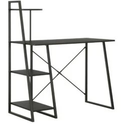 LES TENDANCES Bureau 4 étagères Bois Et Métal Noir Rohan