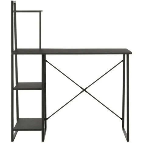 LES TENDANCES Bureau 4 étagères Bois Et Métal Noir Rohan 4 LES TENDANCES Bureau 4 étagères Bois Et Métal Noir Rohan – Image 2