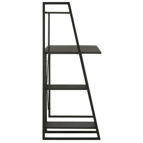 LES TENDANCES Bureau 4 étagères Bois Et Métal Noir Rohan 5 LES TENDANCES Bureau 4 étagères Bois Et Métal Noir Rohan – Image 3