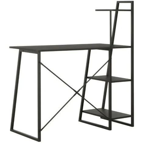 LES TENDANCES Bureau 4 étagères Bois Et Métal Noir Rohan 6 LES TENDANCES Bureau 4 étagères Bois Et Métal Noir Rohan – Image 4