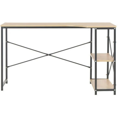LES TENDANCES Bureau 2 étagères Chêne Clair Et Métal Noir Yavy 5 LES TENDANCES Bureau 2 étagères Chêne Clair Et Métal Noir Yavy – Image 3