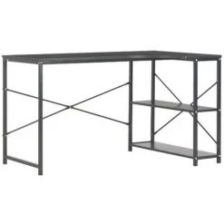 LES TENDANCES Bureau 2 étagères Bois Et Métal Noir Yavy