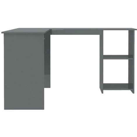 LES TENDANCES Bureau D'angle 1 Tiroir 2 étagères Bois Gris Brillant Jayden 7 LES TENDANCES Bureau D'angle 1 Tiroir 2 étagères Bois Gris Brillant Jayden – Image 5