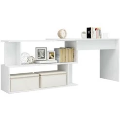 LES TENDANCES Bureau D'angle Blanc Brillant 200x50x76 Cm