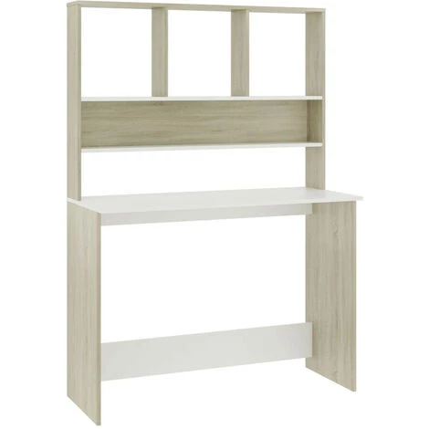 LES TENDANCES Bureau Avec étagères Blanc Chêne Sonoma 110x45x157 Cm 5 LES TENDANCES Bureau Avec étagères Blanc Chêne Sonoma 110x45x157 Cm – Image 3