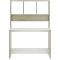 LES TENDANCES Bureau Avec étagères Blanc Chêne Sonoma 110x45x157 Cm 10 LES TENDANCES Bureau Avec étagères Blanc Chêne Sonoma 110x45x157 Cm -France Bureau Soldes 2022 66903716 4