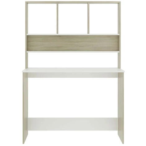 LES TENDANCES Bureau Avec étagères Blanc Chêne Sonoma 110x45x157 Cm 6 LES TENDANCES Bureau Avec étagères Blanc Chêne Sonoma 110x45x157 Cm – Image 4