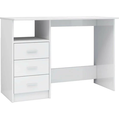 LES TENDANCES Bureau Avec Tiroirs Blanc Brillant 110x50x76 Cm 3 LES TENDANCES Bureau Avec Tiroirs Blanc Brillant 110x50x76 Cm