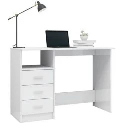 LES TENDANCES Bureau Avec Tiroirs Blanc Brillant 110x50x76 Cm 9 LES TENDANCES Bureau Avec Tiroirs Blanc Brillant 110x50x76 Cm -France Bureau Soldes 2022 66903809 3