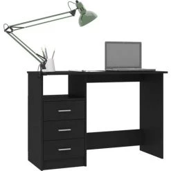 LES TENDANCES Bureau Avec Tiroirs Noir 110x50x76 Cm -France Bureau Soldes 2022 66903813 3