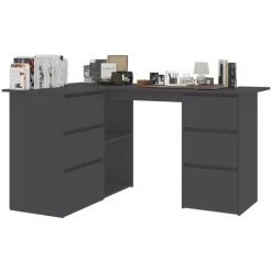 LES TENDANCES Bureau D'angle Gris 145x100x76 Cm