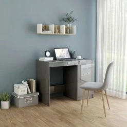 LES TENDANCES Bureau Gris Brillant 100x50x76 Cm -France Bureau Soldes 2022 66904098 2