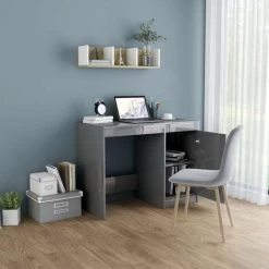 LES TENDANCES Bureau Gris Brillant 100x50x76 Cm -France Bureau Soldes 2022 66904098 4