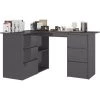 LES TENDANCES Bureau D'angle Gris Brillant 145x100x76 Cm