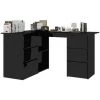 LES TENDANCES Bureau D'angle Noir Brillant 145x100x76 Cm