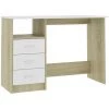 LES TENDANCES Bureau Avec Tiroirs Blanc Et Chêne Sonoma 110x50x76cm -France Bureau Soldes 2022 66904586 1