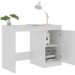 LES TENDANCES Bureau Blanc Brillant 100x50x76 Cm