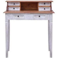 LES TENDANCES Bureau Avec Tiroirs 90x50x101 Cm Bois De Récupération Solide -France Bureau Soldes 2022 66905051 4
