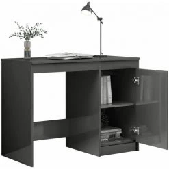 LES TENDANCES Bureau Gris Brillant 140x50x76 Cm -France Bureau Soldes 2022 66909410 5