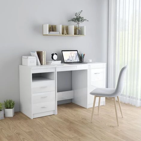 LES TENDANCES Bureau Blanc Brillant 140x50x76 Cm 4 LES TENDANCES Bureau Blanc Brillant 140x50x76 Cm – Image 2