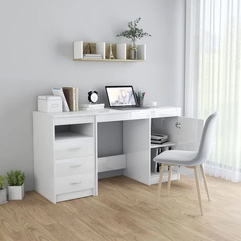LES TENDANCES Bureau Blanc Brillant 140x50x76 Cm 5 LES TENDANCES Bureau Blanc Brillant 140x50x76 Cm – Image 3