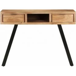 LES TENDANCES Bureau 110x50x75 Cm Bois D'acacia Solide Avec Bord Naturel -France Bureau Soldes 2022 66916127 4