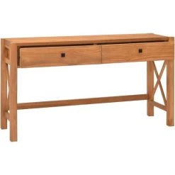 LES TENDANCES Bureau Avec 2 Tiroirs 140x40x75 Cm Bois De Teck Recyclé -France Bureau Soldes 2022 66916288 2