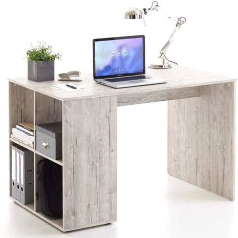 LES TENDANCES FMD Bureau Avec étagères Latérales 117x73x75 Cm Chêne Sable 3 LES TENDANCES FMD Bureau Avec étagères Latérales 117x73x75 Cm Chêne Sable