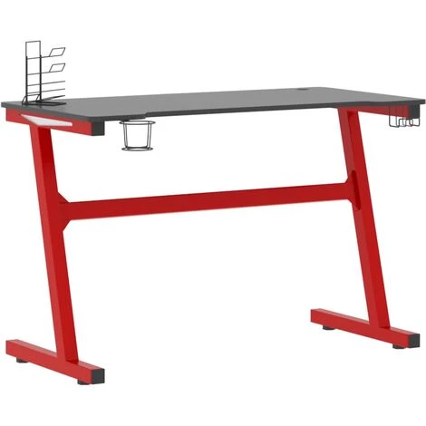 LES TENDANCES Bureau De Jeu à LED En Forme De Z Noir Et Rouge 110x60x75 Cm 5 LES TENDANCES Bureau De Jeu à LED En Forme De Z Noir Et Rouge 110x60x75 Cm – Image 3