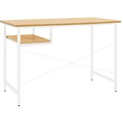 LES TENDANCES Bureau D'ordinateur Blanc/chêne Clair 105x55x72 Cm MDF Et Métal 11 LES TENDANCES Bureau D'ordinateur Blanc/chêne Clair 105x55x72 Cm MDF Et Métal -France Bureau Soldes 2022 66921755 5