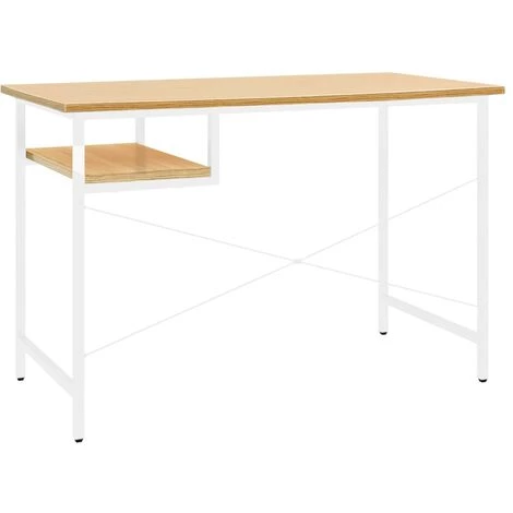 LES TENDANCES Bureau D'ordinateur Blanc/chêne Clair 105x55x72 Cm MDF Et Métal 7 LES TENDANCES Bureau D'ordinateur Blanc/chêne Clair 105x55x72 Cm MDF Et Métal – Image 5