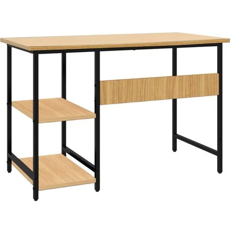 LES TENDANCES Bureau D'ordinateur Noir/chêne Clair 105x55x72 Cm MDF Et Métal 7 LES TENDANCES Bureau D'ordinateur Noir/chêne Clair 105x55x72 Cm MDF Et Métal – Image 5