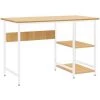 LES TENDANCES Bureau D'ordinateur Blanc/chêne Clair 105x55x72 Cm MDF Et Métal