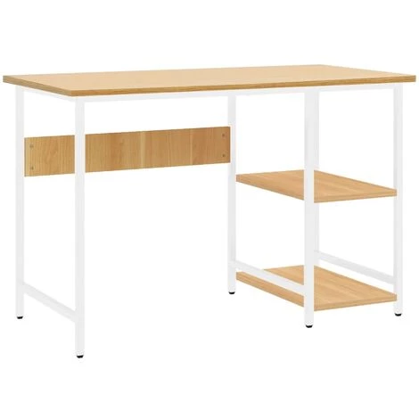 LES TENDANCES Bureau D'ordinateur Blanc/chêne Clair 105x55x72 Cm MDF Et Métal 3 LES TENDANCES Bureau D'ordinateur Blanc/chêne Clair 105x55x72 Cm MDF Et Métal
