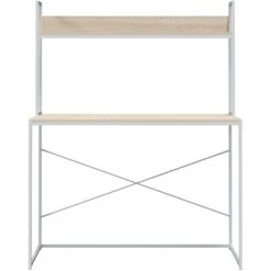 LES TENDANCES Bureau D'ordinateur Blanc Et Chêne 110x60x138 Cm -France Bureau Soldes 2022 66924491 3