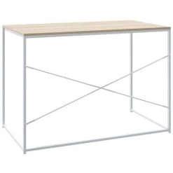LES TENDANCES Bureau D'ordinateur Blanc Et Chêne 110x60x70 Cm -France Bureau Soldes 2022 66925770 5