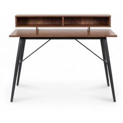 MOBILIER DECO EDDY - Bureau Industriel Avec étagères En Bois Et Métal - Bois Foncé -France Bureau Soldes 2022 66950995 3