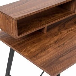 MOBILIER DECO EDDY - Bureau Industriel Avec étagères En Bois Et Métal - Bois Foncé -France Bureau Soldes 2022 66950995 5