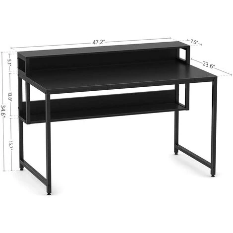 CUBIKER Bureau Gaming Informatique - 120*60*75 Cm Bureau Table Gamer Stable Barre Avec Livre Etagère Rangement, Pied Réglable Pour Travailler, Etudier, Jouer, Chambre, Domicile Style Simple Noir 6 CUBIKER Bureau Gaming Informatique - 120*60*75 Cm Bureau Table Gamer Stable Barre Avec Livre Etagère Rangement, Pied Réglable Pour Travailler, Etudier, Jouer, Chambre, Domicile Style Simple Noir – Image 4