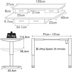 FEZIBO Bureau Assis Debout Électrique Avec 4 Tiroirs - 120*60 Cm Bureau Table Debout Réglable En Hauteur Acier Avec Système Anti-Collision, Support D'écran, Panneau Contrôle Fonctions Mémoires Brun 11 FEZIBO Bureau Assis Debout Électrique Avec 4 Tiroirs - 120*60 Cm Bureau Table Debout Réglable En Hauteur Acier Avec Système Anti-Collision, Support D'écran, Panneau Contrôle Fonctions Mémoires Brun -France Bureau Soldes 2022 66991792 5