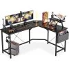CUBIKER Bureau D'angle Gaming En Forme L - 150*120 Cm Bureau Angle D'Ordinateur Gamer Informatique Avec Support D'écran, Crochet Casque, Poche Rangement Latérale Pour Jouer, Travail, Domicile Noir -France Bureau Soldes 2022 66991846 1