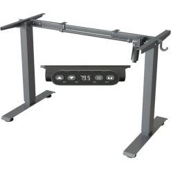 FEZIBO Bureau Assis Debout Électrique - Bureau Table Réglable En Hauteur Avec Port USB Et Type C, Système Anti-Collision, Sécurité Enfants, Panneau Contrôle De 4 Fonctions Mémoires, Cadre Gris