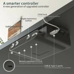 FEZIBO Bureau Assis Debout Électrique - Bureau Table Réglable En Hauteur Avec Port USB Et Type C, Système Anti-Collision, Sécurité Enfants, Panneau Contrôle De 4 Fonctions Mémoires, Cadre Gris -France Bureau Soldes 2022 66991874 4