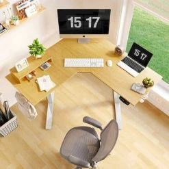 FEZIBO Bureau Assis Debout Électrique En Forme L - 110*110 Cm Bureau D'Angle Debout Réglable En Hauteur 2 Moteurs Avec Système Anti-Collision, Panneau Contrôle à Fonctions Mémoires, Boîte Câble Bamboo 9 FEZIBO Bureau Assis Debout Électrique En Forme L - 110*110 Cm Bureau D'Angle Debout Réglable En Hauteur 2 Moteurs Avec Système Anti-Collision, Panneau Contrôle à Fonctions Mémoires, Boîte Câble Bamboo -France Bureau Soldes 2022 66991875 3