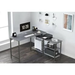 CUBICUBI Bureau D'angle En Forme L - 120*120 Cm Bureau D'Ordinateur Ecriture Table PC Bureau Avec 3 Etagères Rangements Amovibles, Pour Bureau à Domicile, Montage Facile, Style Industriel Gris 9 CUBICUBI Bureau D'angle En Forme L - 120*120 Cm Bureau D'Ordinateur Ecriture Table PC Bureau Avec 3 Etagères Rangements Amovibles, Pour Bureau à Domicile, Montage Facile, Style Industriel Gris -France Bureau Soldes 2022 66991882 3