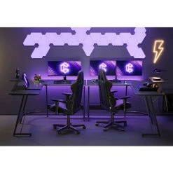 CUBIKER Bureau D'angle Gamer Gaming Informatique - 130*130cm Table Forme L Bureau Angle Avec Petit Support D'écran, Grand Espace Rangement Pour Etudier, Jouer, Travailler, Chambre, Domicile Noir -France Bureau Soldes 2022 66991893 3