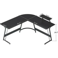CUBIKER Bureau D'angle Gamer Gaming Informatique - 130*130cm Table Forme L Bureau Angle Avec Petit Support D'écran, Grand Espace Rangement Pour Etudier, Jouer, Travailler, Chambre, Domicile Noir -France Bureau Soldes 2022 66991893 4