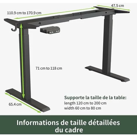 FEZIBO Bureau Assis Debout Électrique 2 Moteurs - Bureau Table Réglable En Hauteur Avec Port USB Et Type C, Système Anti-Collision, Sécurité Enfants, Panneau Contrôle De 4 Fonctions Mémoires, Blanc 4 FEZIBO Bureau Assis Debout Électrique 2 Moteurs - Bureau Table Réglable En Hauteur Avec Port USB Et Type C, Système Anti-Collision, Sécurité Enfants, Panneau Contrôle De 4 Fonctions Mémoires, Blanc – Image 2